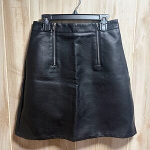 Zara Black Faux Leather Black Skirt with Front Zips